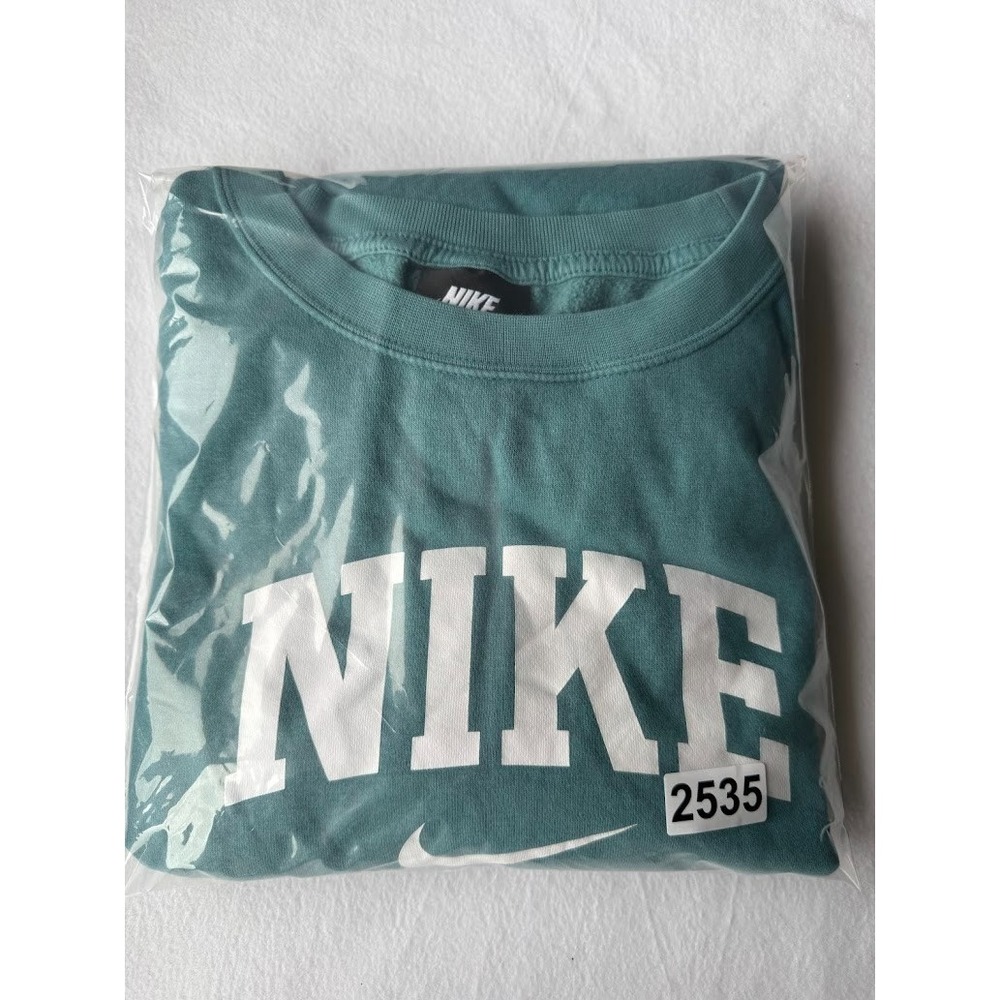 Nike Sweatshirt Men 2X Green Crew Neck Big Logo Pullover Casual Long Sleeve - Picture 13 of 13